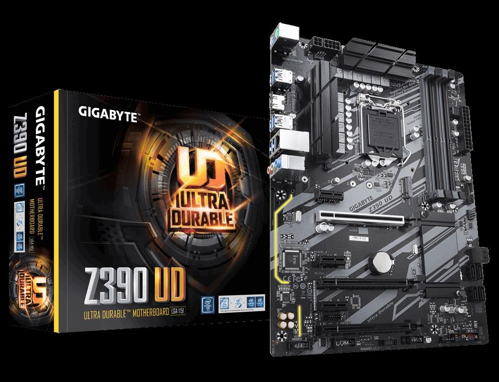 Gigabyte Z390 Ud Lga1151 9Gen Atx MB 4xDDR4 6xPCIe Hdmi 1xM.2 6xSATA Raid Realtek GbE Lan CF 8xUSB3.1 2xUSB2.0 RGB