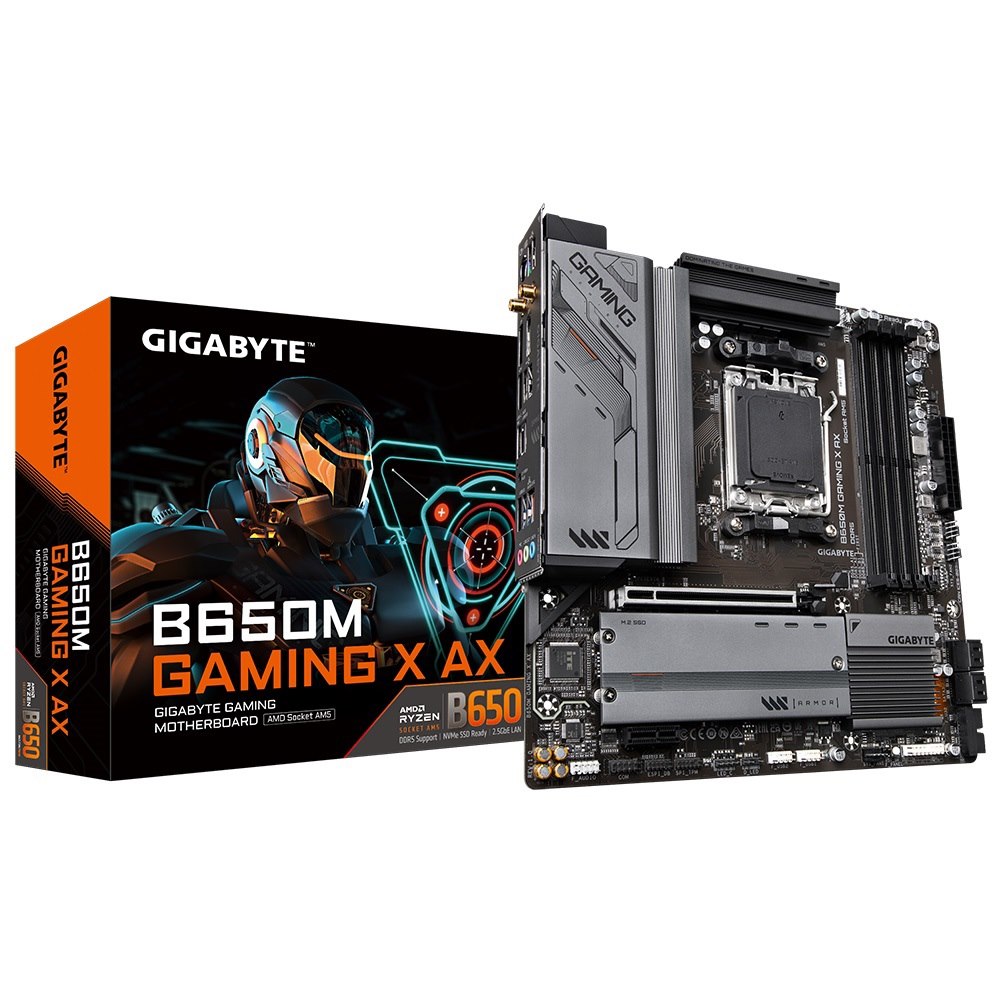 Gigabyte B650M Gaming X Ax Matx Motherboard 4X DDR5~128GB,1x PCIe X16, 2X M.2, 4X Sata 6, 3X Usb 3.2, 1X Usb-C, 4X Usb 2.0