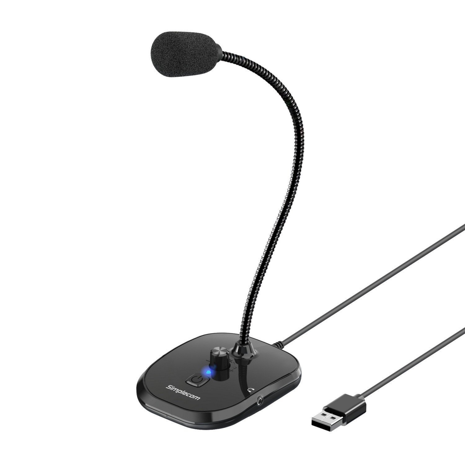 Simplecom Um360 Plug And Play Usb Desktop Microphone With Headphone Jack