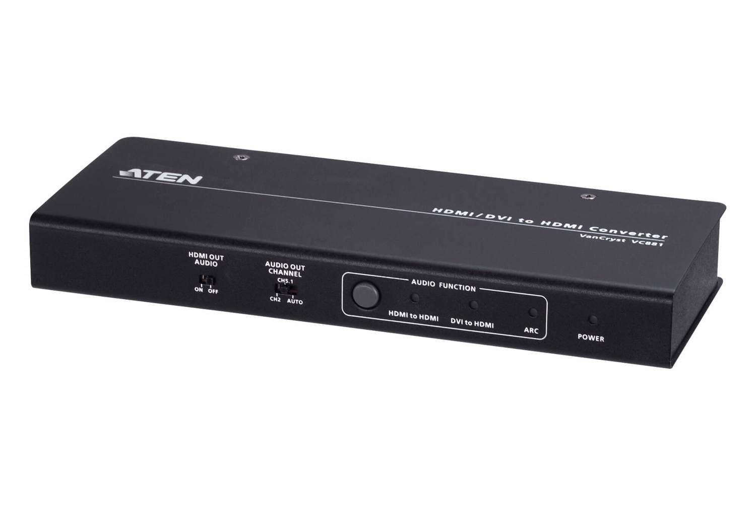 Aten 4K Hdmi/Dvi To Hdmi Converter With Audio De-Embedder, Supports Arc And Dvi + Audio In To Hdmi Conversion, Analog Audio Out And Digital Audio Out