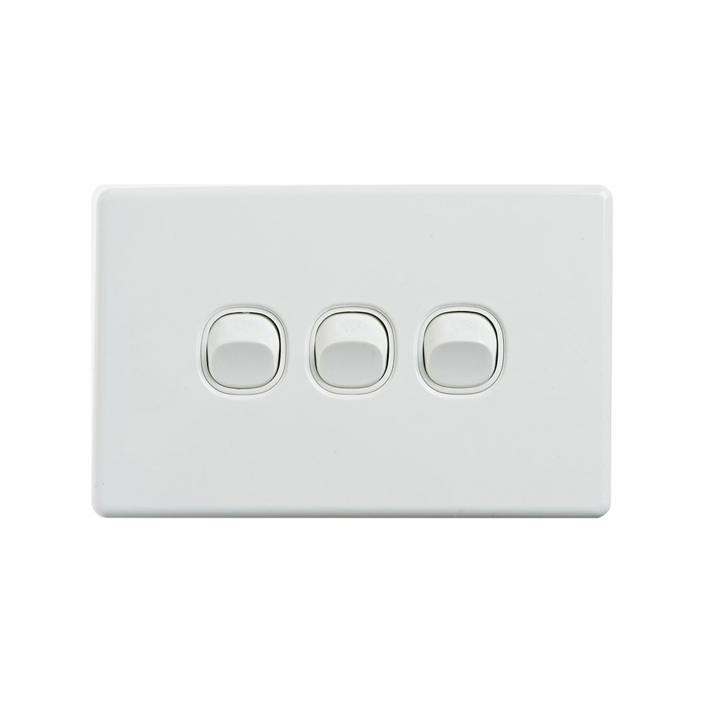 4Cabling 4C | Elegant Wall Switch 3 Gang 250V 16A - Horizontal