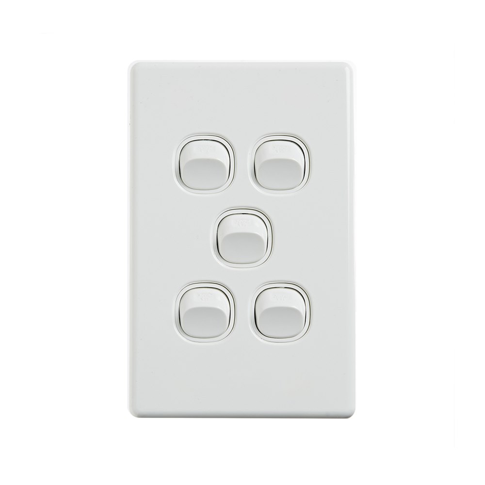 4Cabling 4C | Elegant Wall Switch 5 Gang 250V 16A - Vertical