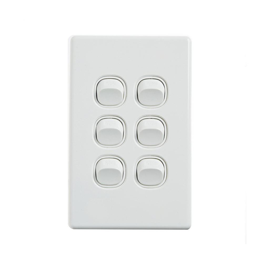 4Cabling 4C | Elegant Wall Switch 6 Gang 250V 16A - Vertical