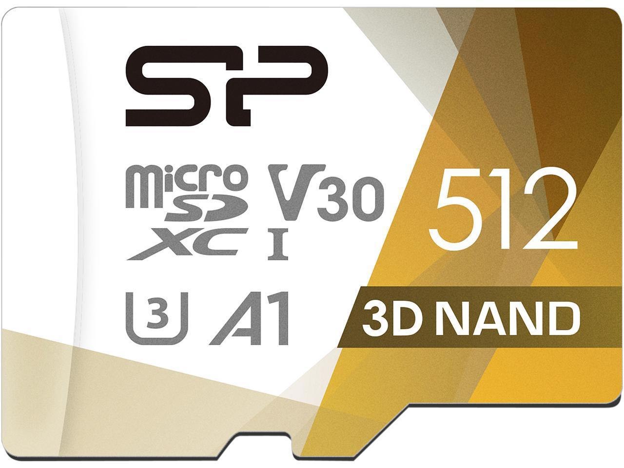 Silicon Power Superior Pro 512GB microSDXC Flash Card With Adapter Model Su512gbstxdu3v20ac
