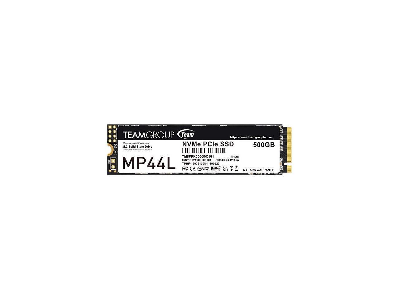 Team Group MP44L M.2 2280 500GB PCIe 4.0 X4 With NVMe 1.4 Internal Solid State Drive (SSD) TM8FPK500G0C101