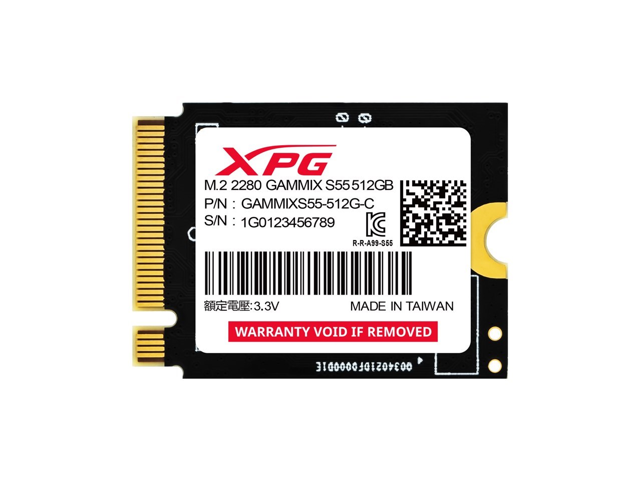 AData XPG Gammix S55 M.2 2230 512GB PCI-Express 4.0 X4 3D Nand Sgammixs55-512G-C