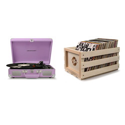 Crosley Cruiser Deluxe Portable Turntable - Lavender + Free Record Storage Crate