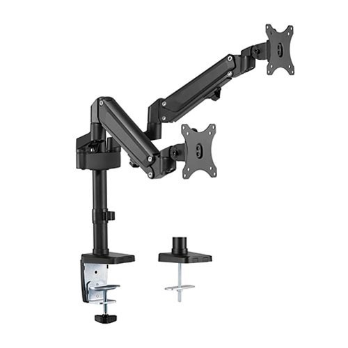 Brateck Dual Monitors Heavy-Duty Aluminum Gas Spring Monitor Arm Fit Most 17''-32'' Up To 12KG Per Screen