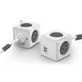 Allocacoc PowerCube 4 Power Outlet And 2 Usb Ports 1.5M. Grey