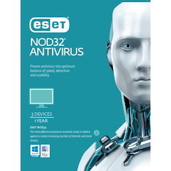 Eset Nod32 Antivirus 3 Devices 1 Year Retail Download Card