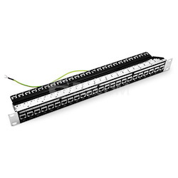 24-Port Cat6 Feed Through Patch Panel, Shielded, 1U Rack Mount