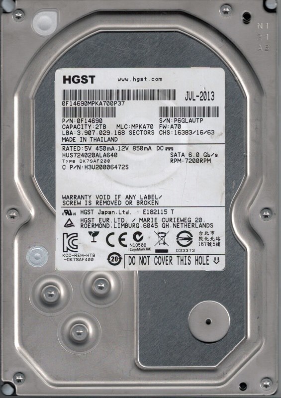 Hitachi 2TB Enterprise Hard Disk Drive 3.5" Ultrastar HDD 7200RPM Sata6, 64MB, 5YR Warranty