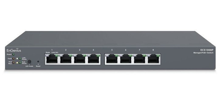 EnGenius Ecs1008p Cloud Managed 8-Port Gigabit PoE Switch 55W