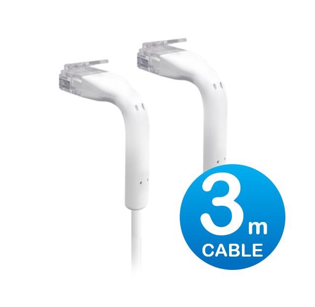 Ubiquiti UniFi Patch Cable 3M White, Both End Bendable To 90 Degree, RJ45 Ethernet Cable, Cat6, Ultra-Thin 3MM Diameter U-Cable-Patch-3M-RJ45