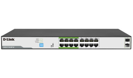 D-Link | Dgs-F1018p-E | 18 Port Gigabit PoE Switch With 16 PoE+ Ports (8 Long Reach 250M) And 2 SFP Uplinks