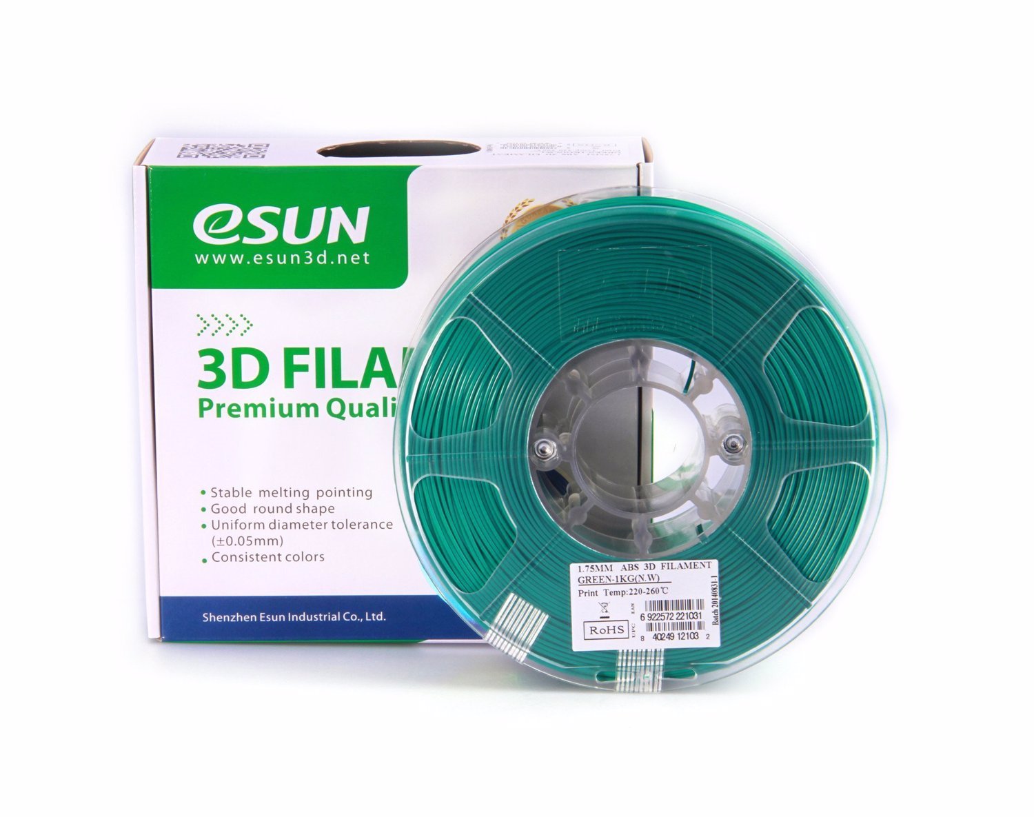 eSUN ABS+ 3D Filament 1.75mm 1kg - Green