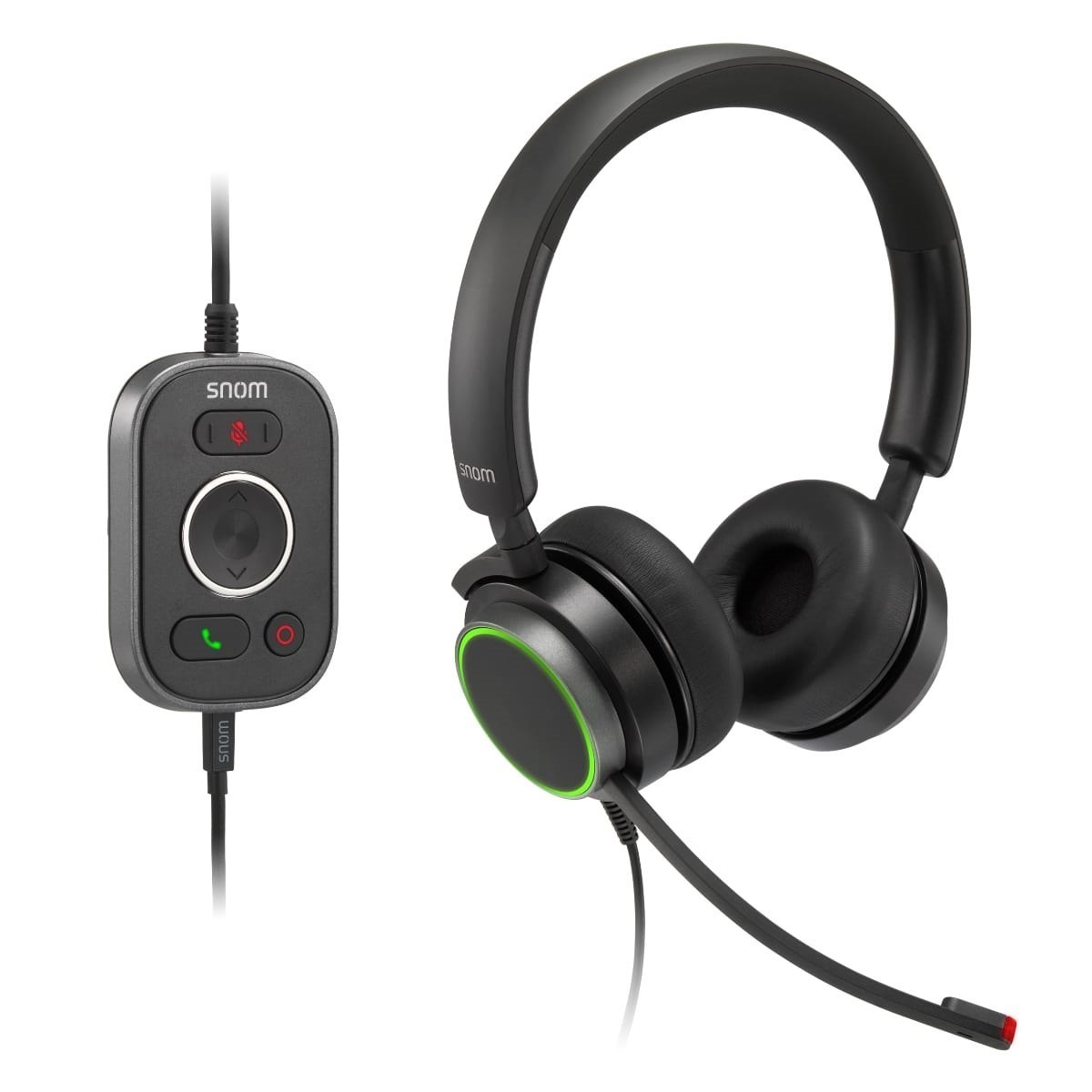 Snom A330d Headset, Wired Duo, HD Audio Quality, Remote Control, Ideal For Video-Telephony,