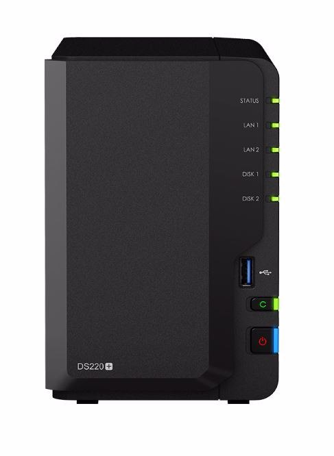 Synology DS220+ 2 Bay Nas Intel Celeron J4025 2-Core 2.0 GHz 2 GB DDR4 non-ECC Sata HDD/SSD 2 RJ-45 1GbE Lan 2 Usb 3.0 Port Hot Swappable