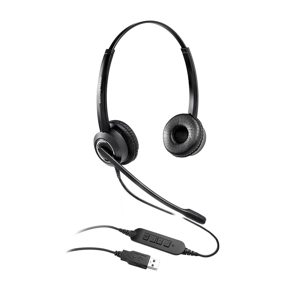 Grandstream Guv3000 Dual Ear Usb Headset, Noise Canceling Microphone, HD Audio, 2M Usb Cable, Suits Teams, Zoom, 3CX, Inline Controls