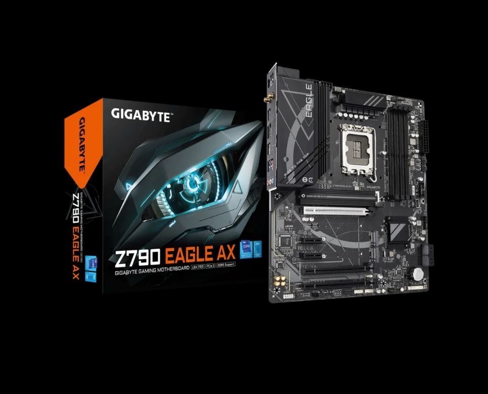 Gigabyte Z790 Eagle Ax Intel Lga 1700 Atx Motherboard, 4X DDR5 ~192GB, 3X Pci-E X16, 3X M.2, 4X Sata, 5X Usb 3.2, 1X Usb-C, 2X Usb 2.0