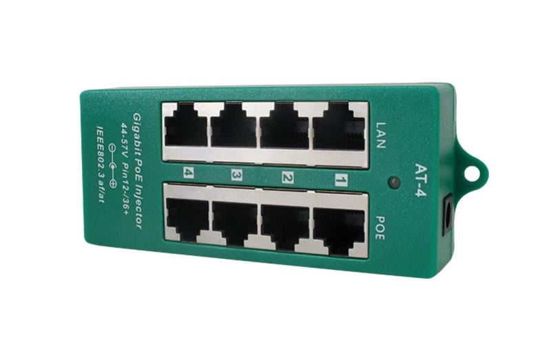 PoE World 4 Port Gigabit 802.3Af/At Midspan PoE Injector