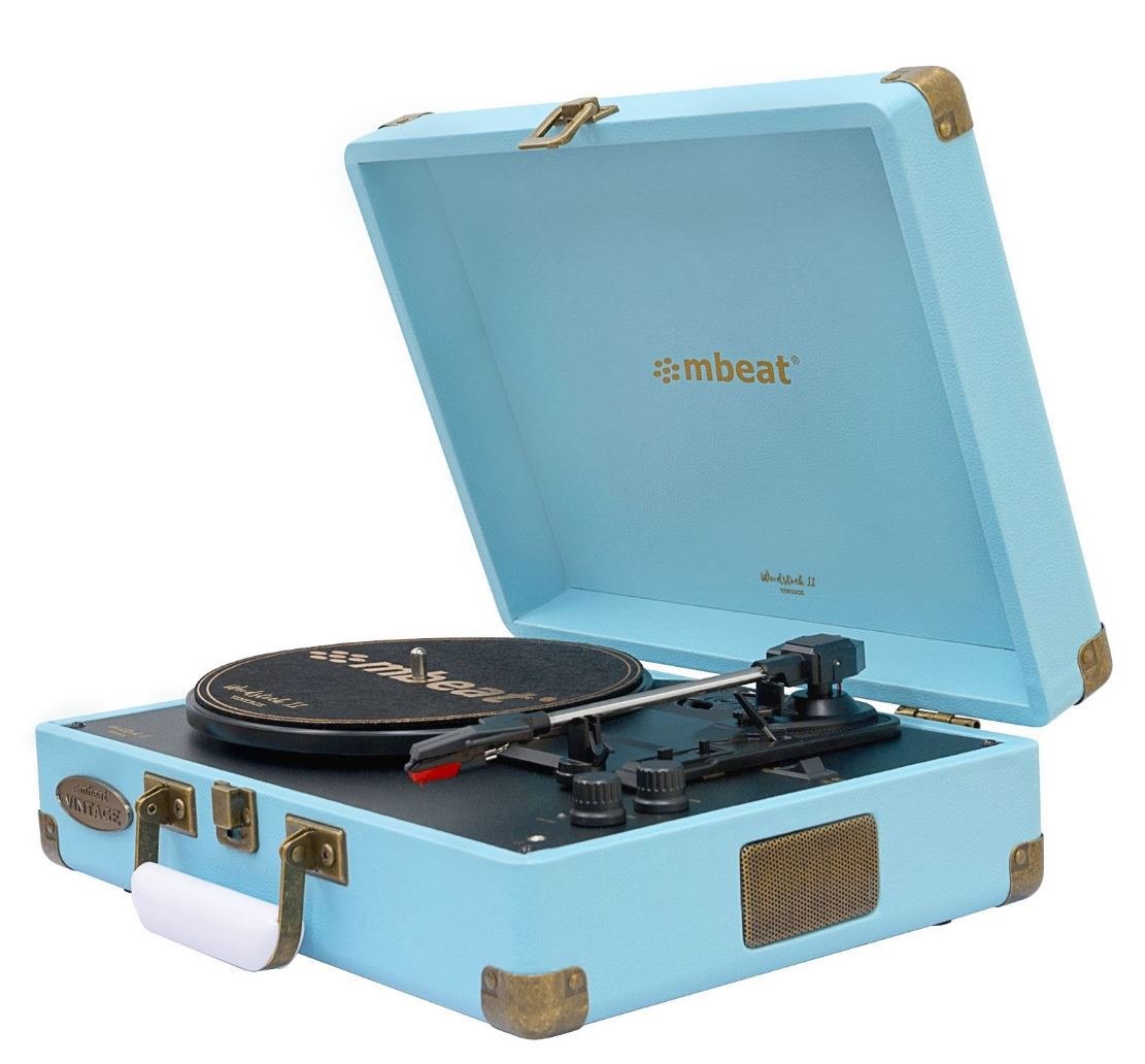 Mbeat® Woodstock 2 SKY Blue Retro Turntable Player With BT Receiver & Transmitter