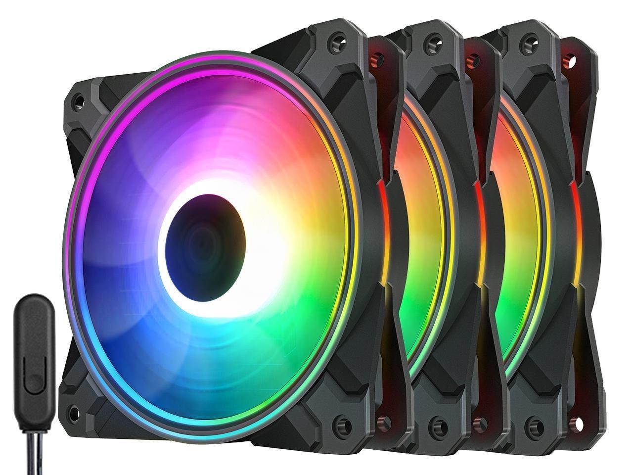 Deepcool CF 120 Plus (3 In 1) Addressable RGB Halo Ring PWM Fan - With Wired Argb Controller (Angel-Eye Mode Capable) Or Direct Argb Motherboard SYNC