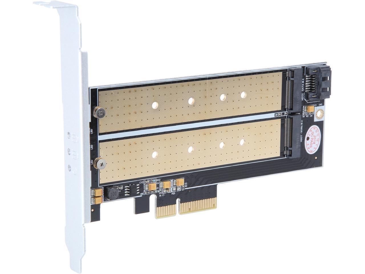 Silverstone Sst-Ecm22 Dual M.2 To PCIe X4 NVMe SSD And Sata 6 G Adapter Card With Advanced Cooling