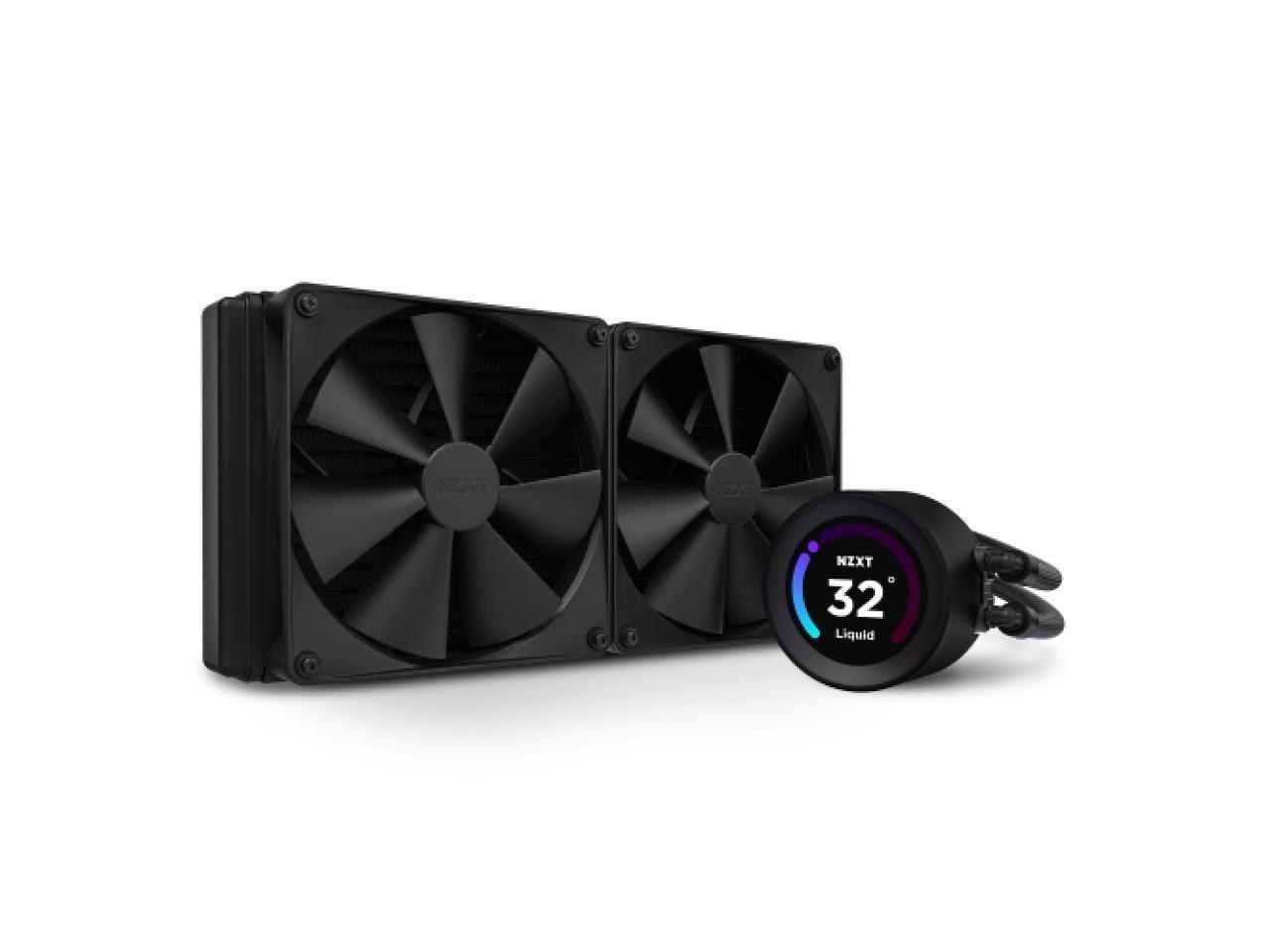 NZXT Kraken Elite 280MM - Rl-Kn28e-B1 – Aio Cpu Liquid Cooler - Customizable LCD Display - 2 X F140P Static Pressure Fan Radiator Fans Lga 1700 / Am5 Compatible