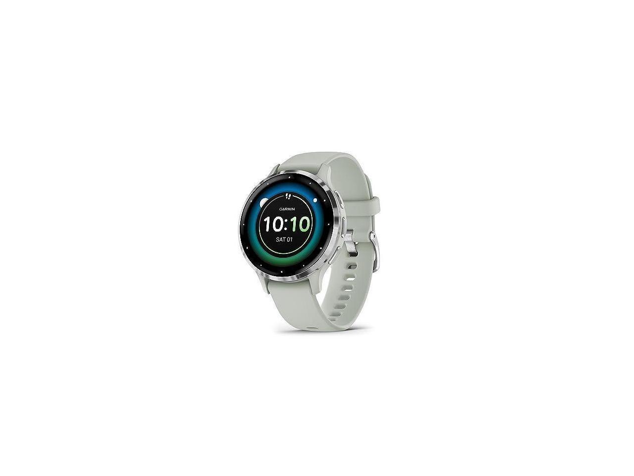 Garmin Venu 3S Silver Stainless Steel Bezel With 41MM Sage Gray Case And Silicone Band