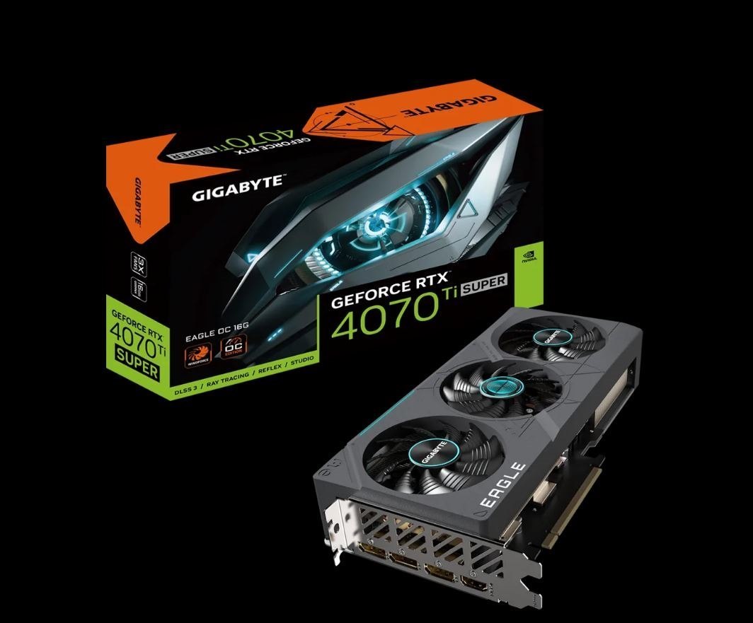 Gigabyte RTX 4070 Ti Super Gpu, PCIe 16, DP(3), Hdmi, 16GB GDDR6X, Eagle Oc, 3YR