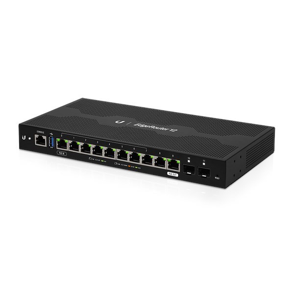 Ubiquiti EdgeRouter 12 - 10-Port Gigabit Router, 2 SFP Ports- 24V Passive PoE In And Out (Limited) - 1GHz Quad Core Processor - 1GB Ram, Incl 2Yr War