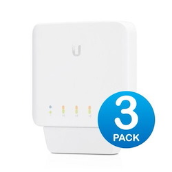 Ubiquiti Usw Flex 3 Pack- Managed, Layer 2 Gigabit Switch With Auto-Sensing 802.3Af PoE Support. 1X PoE In, 4X PoE Out, Incl 2Yr Warr