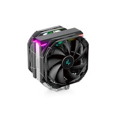 DeepCool As500 Plus Cpu Air Cooler Single Tower, 5 Heat Pipes High Fin Density, Slim Profile, Double TF140S PWM Fans Included, Argb Led Controller Inc