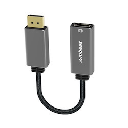 Mbeat Elite Display Port To Hdmi Adapter - Converts DisplayPort To Hdmi Female Port, Supports 4K@60Hz (3840×2160), Nylon Braided Cable - Space Grey