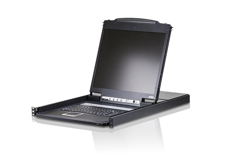 Aten 8 Port Rackmount Usb-Ps/2 Single Rail 19" LCD KVM. Cascadable (1-Level). Multi-Platform Support