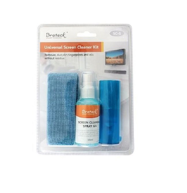 Brateck 3-In-1 Screen Cleaner Kit 1 X 60ML Screen Cleaner + 1 X 200X200MM Pearl Cloth + 1 X Soft Brush(LS)