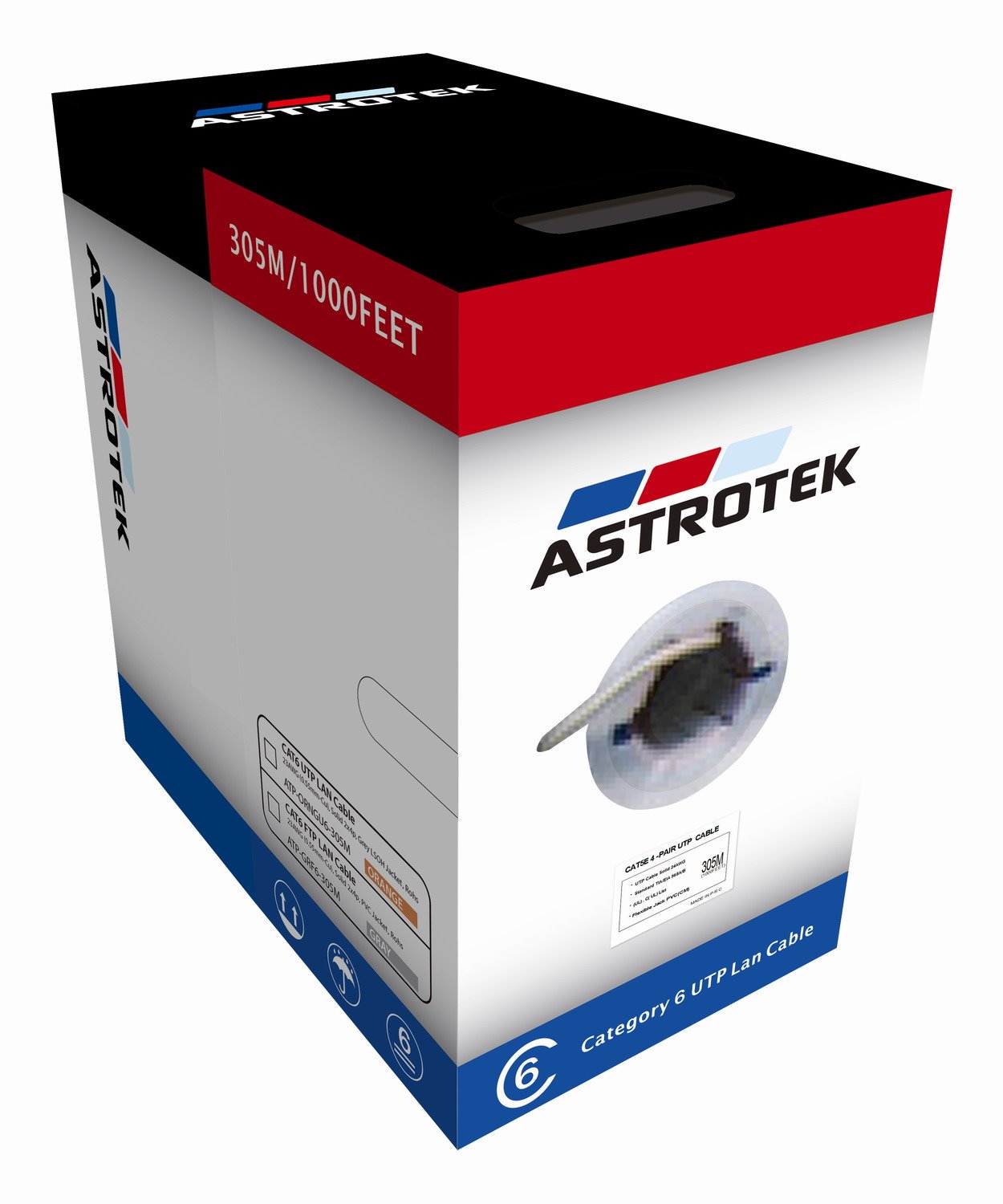 Astrotek Cat6 FTP Cable 305M - Full Copper Wire Ethernet Lan Network Roll Grey 23Awg 0.55Cu Solid 2X4P PVC Jacket