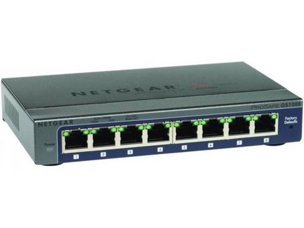 Netgear ProSafe Plus 8-Port Managed Gigabit Switch Desktop Sized Metal Case Gs108e-300Aus