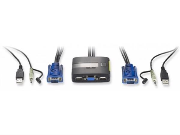 Level One 2-Port Usb KVM Switch With Audio And Built-In Cables