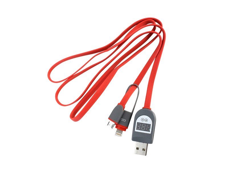 Go Wireless 2In1 Usb To MicroUSB Or iPhone Lightning Cable With LCD