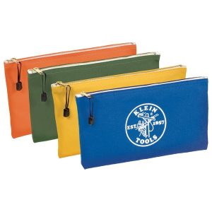 Klein Tools Zipper Bags, Canvas Tool Pouches Olive/Orange/Blue