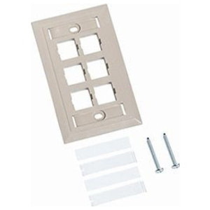 Commscope Six Port L-Type Flush Mount Faceplate, Ivory