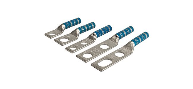 Miroc Compression Lugs, Tin-Plated, Blue, 3/8 In. Stud, 6 Awg