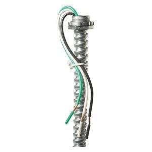 Engineered Products Fixture Whip With Snap-In Connectors, Solid Wire, 6 FT., 14 Awg, 3-Conductor, Brown/Gray/Green