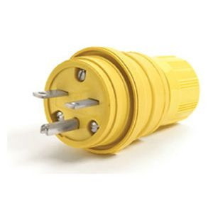 Molex Watertight Plug, Paracril Ozo Rubber, 15 A, 250 V, 2-Pole, 3-Wire, Nema 6-15, Yellow