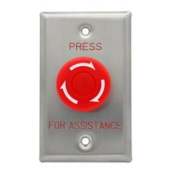 Generic Press For Assistance Button, Big Mushroom, Red, Twist To Reset Stainless Steel