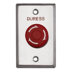 Generic Duress Button, Big Mushroom, Red, Twist To Reset, Stainless Steel Plate