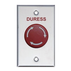 Generic Exit Button, Big Mushroom, Red, Twist To Reset, Standard Stainless Steel Plate