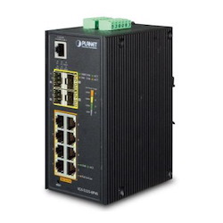 Planet 8 Port Industrial Switch, L2/L4 Managed, 4 SFP Ports, -40 To 75 Deg C